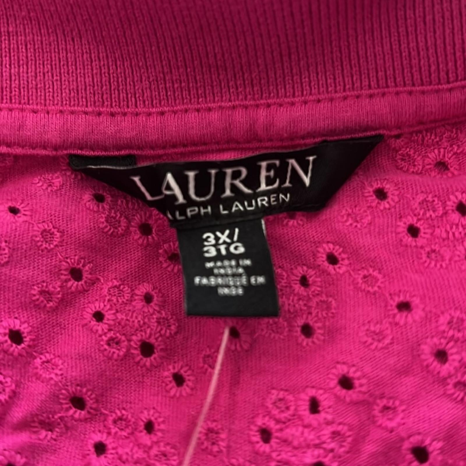 Lauren Ralph Lauren Pink Embroidered Polo Shirt, Size 3X, New with Tag