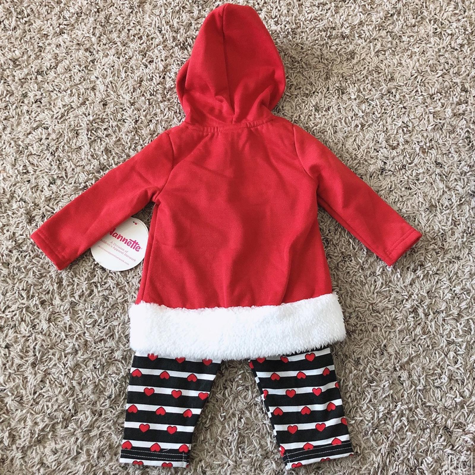 Nannette Kids 2-pc Red Panda Bear Faux Fur Matching Hoodie & Pants, 6-9Mos NWT