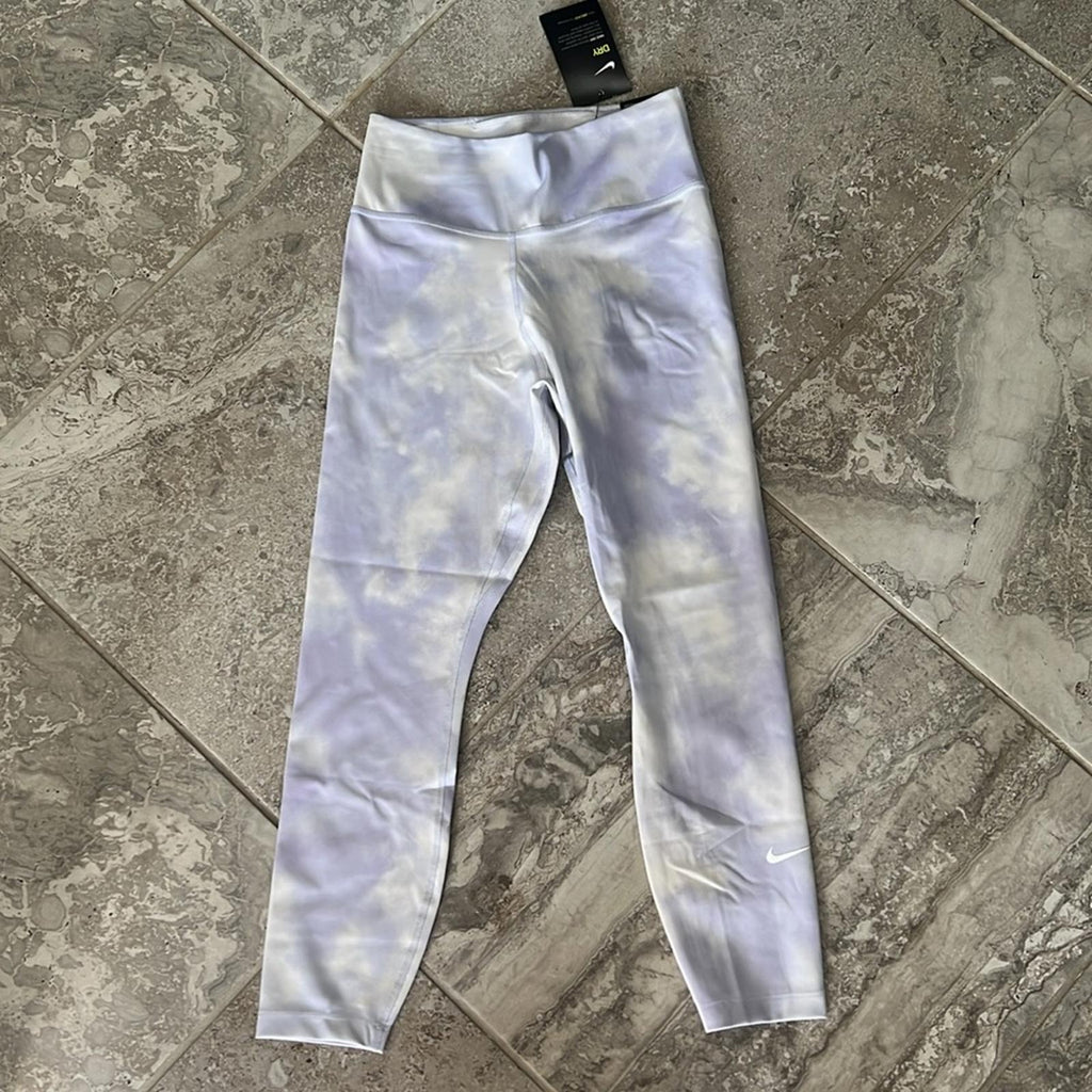 Nike One Icon Clash Mid-Rise Crop Leggings, Size XS (Thistle/White) NWT