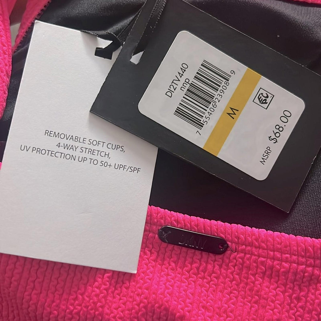 Dkny Ribbed Solid Bikini Swim Top in Pink, Size M NEW w/Tag $68