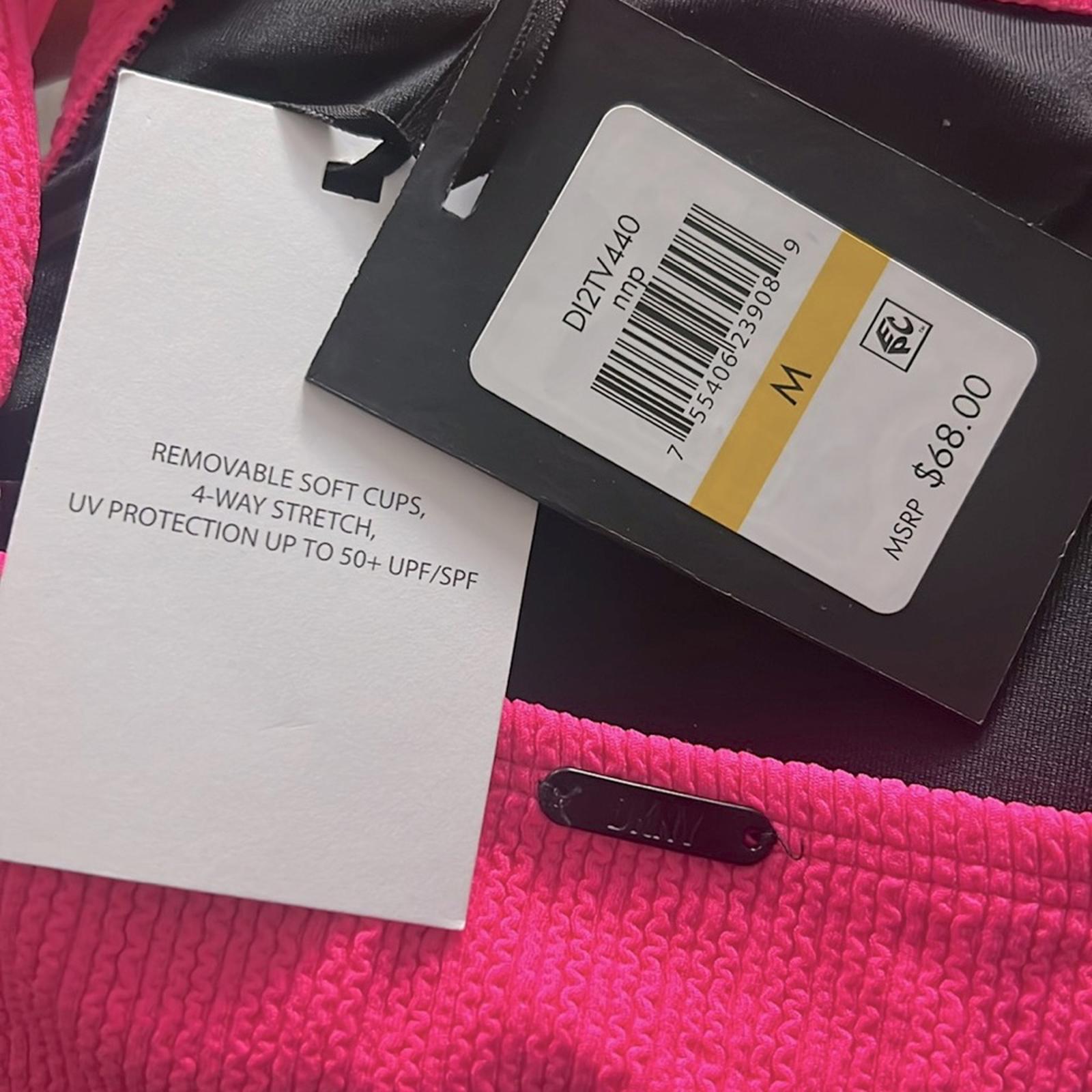 Dkny Ribbed Solid Bikini Swim Top in Pink, Size M NEW w/Tag $68