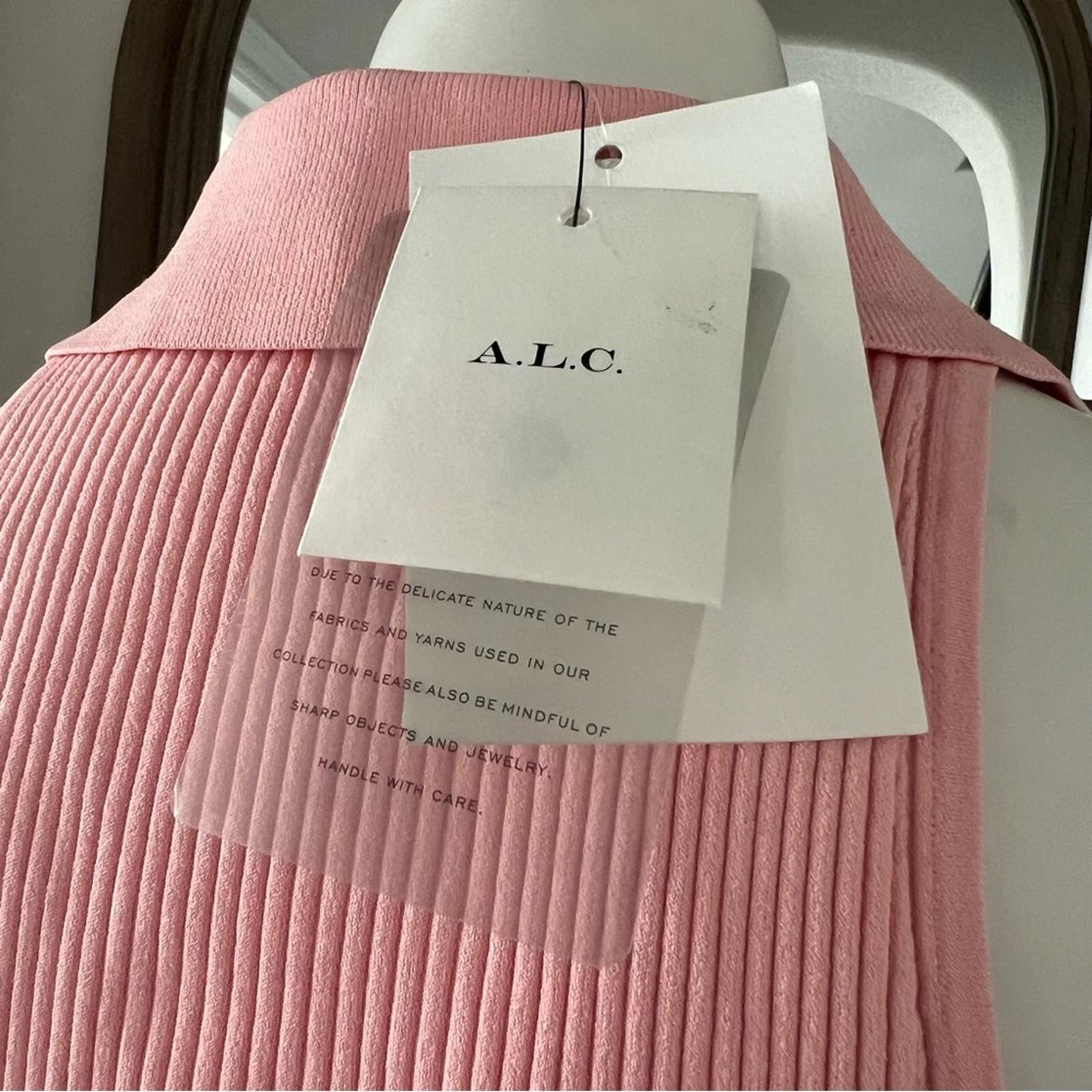A.L.C. Asher Ribbed Top in Pink Sand, Size L New w/Tag Retail $295