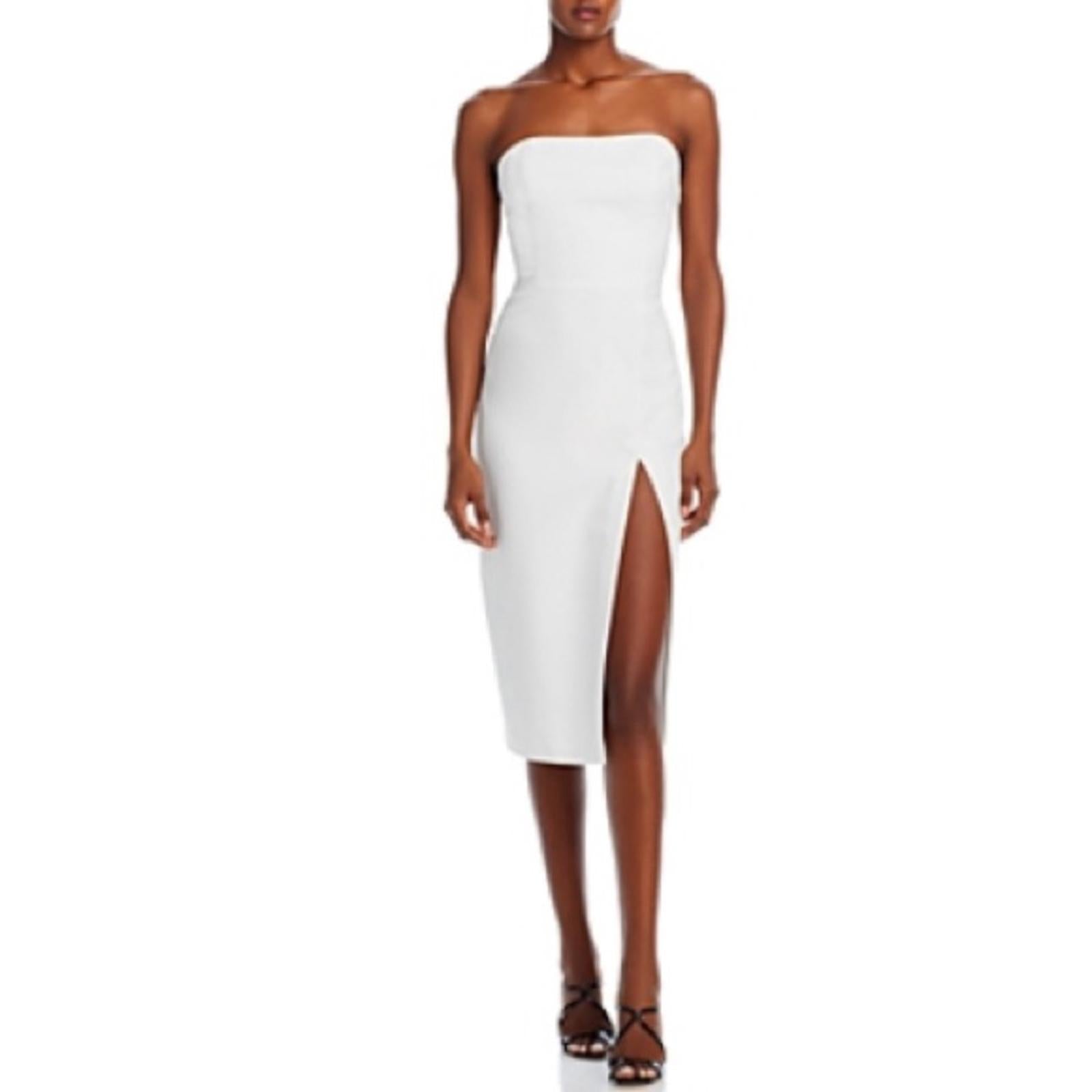Amanda Uprichard Bellavia Bow Back Midi Strapless Sheath Dress White, Size M NWT