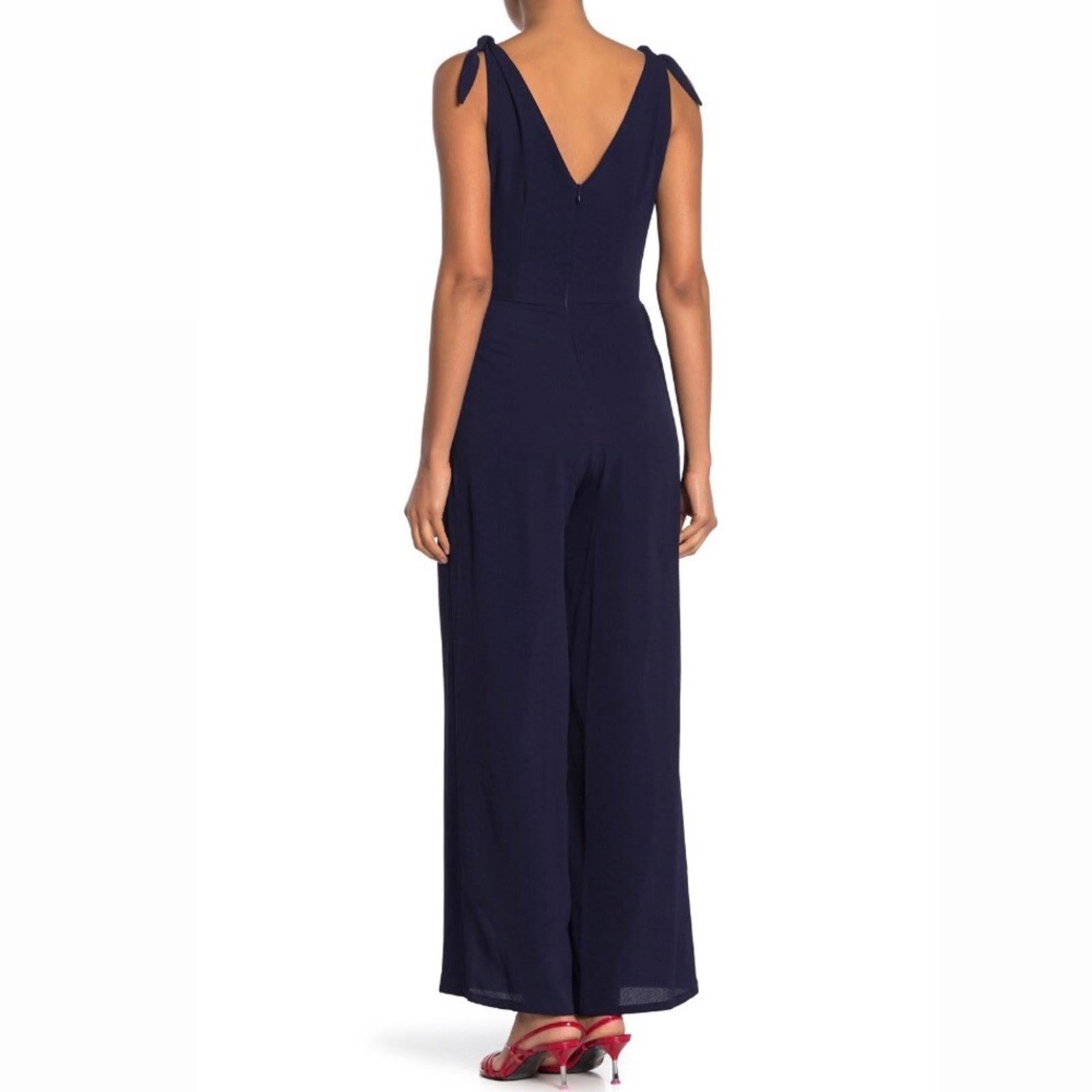 Betsey Johnson Navy Seals Tie Shoulder Wide Leg Jumpsuit Size 8 New w/Tag $128