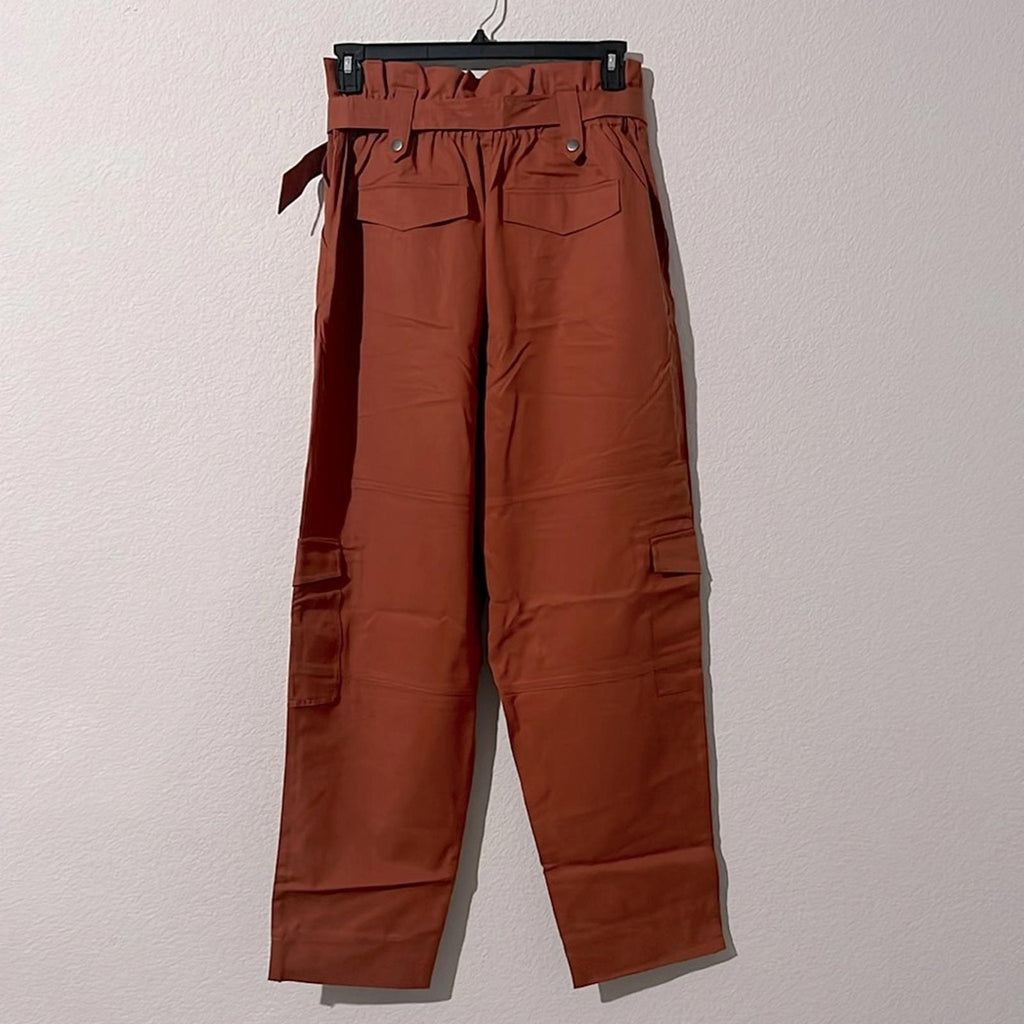 Who What Wear Brown Utility Trousers, PaperBag High-Waist in Amber, NWT, Size XL