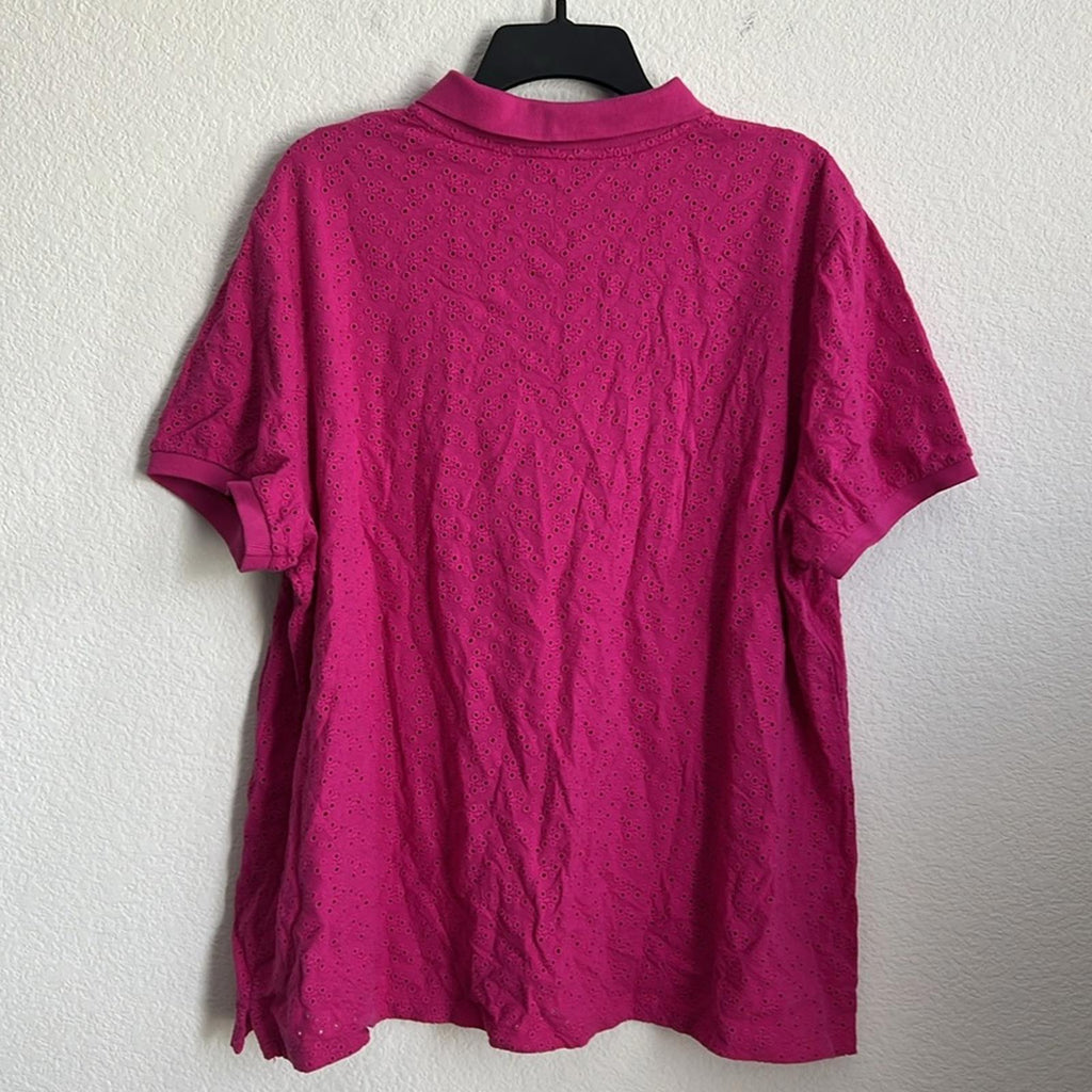 Lauren Ralph Lauren Pink Embroidered Polo Shirt, Size 3X, New with Tag