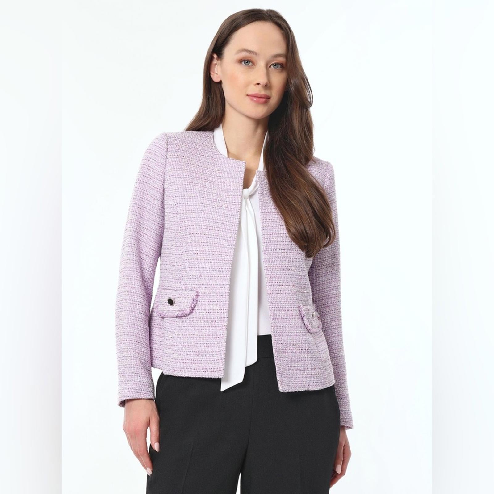 KASPER Barbara Jacket, Tweed in Lavender Mist, Size 10, New w/Tag