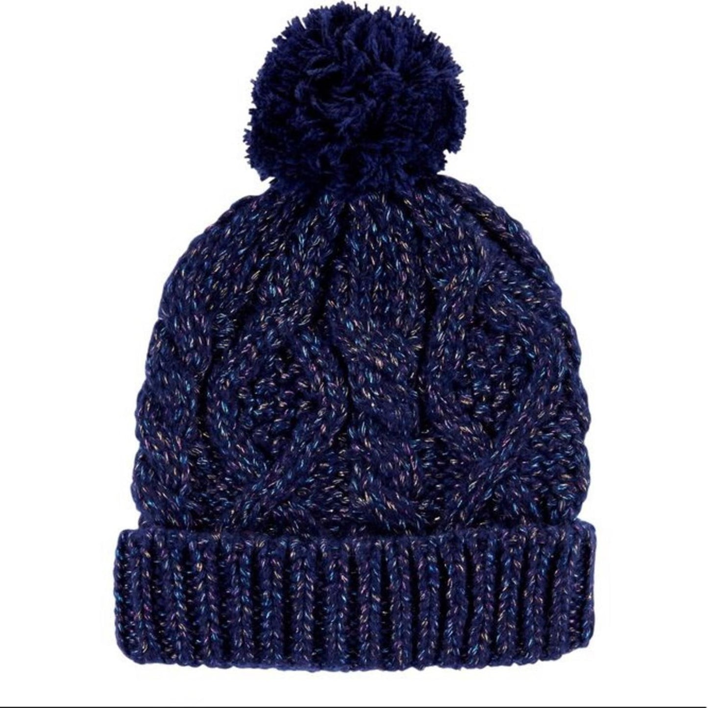 Carter’s 2-Pc Set Cable Knit Hat & Mitten, Metallic Navy Blue, Size 12-24 NEW