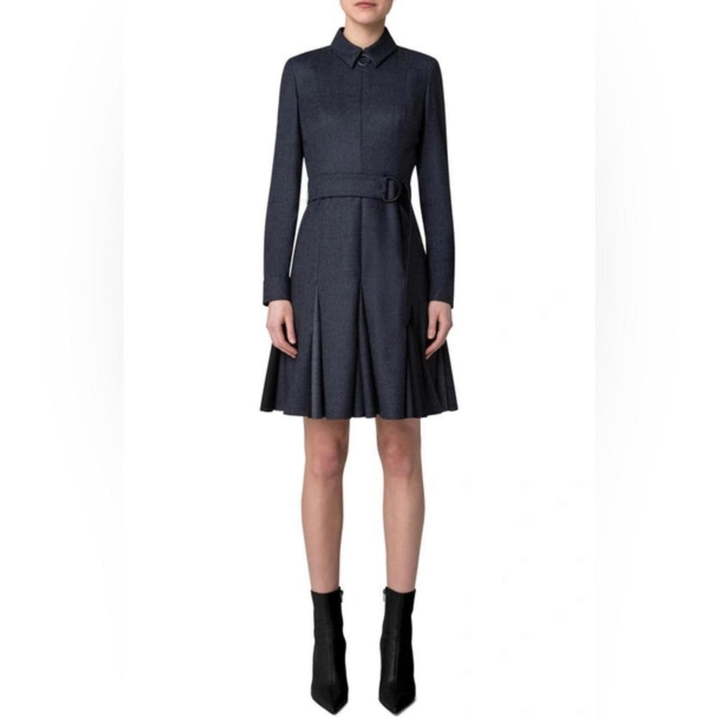 AKRIS PUNTO Fit-and-Flare D-Ring Belted Wool Dress, Size 4 New $1,390 (SOLD OUT)