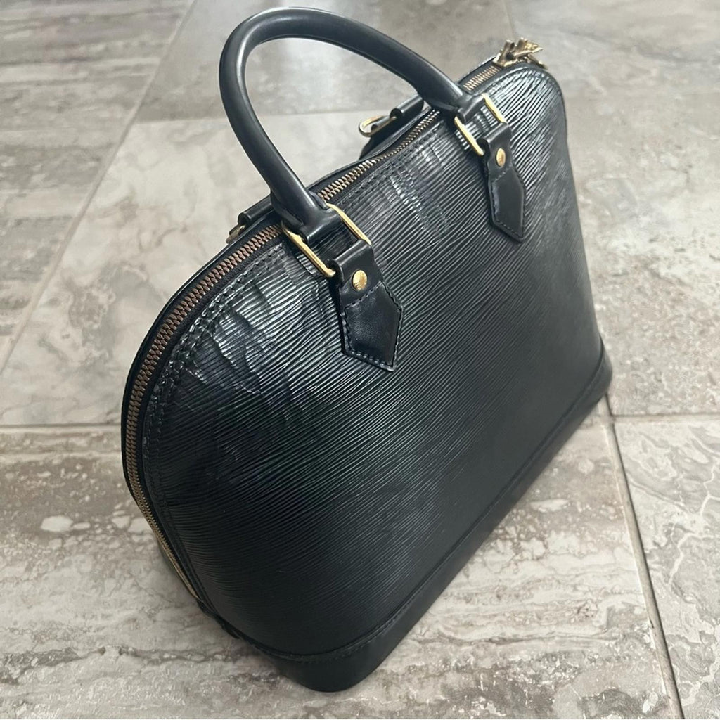 Louis Vuitton Alma PM Epi Leather Top Handle Bag Black Retail $1,394.99