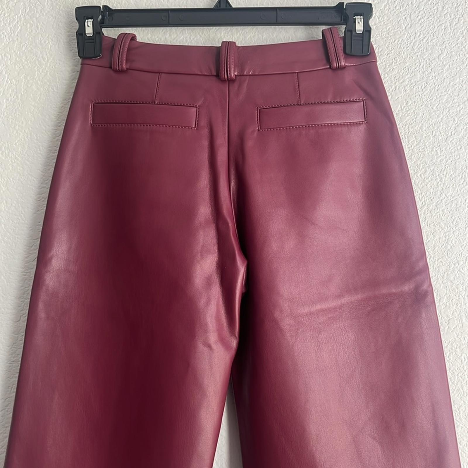 Aleksandre Akhalkatsishvili Faux Leather Pants in Burgundy, NWT, Size XS