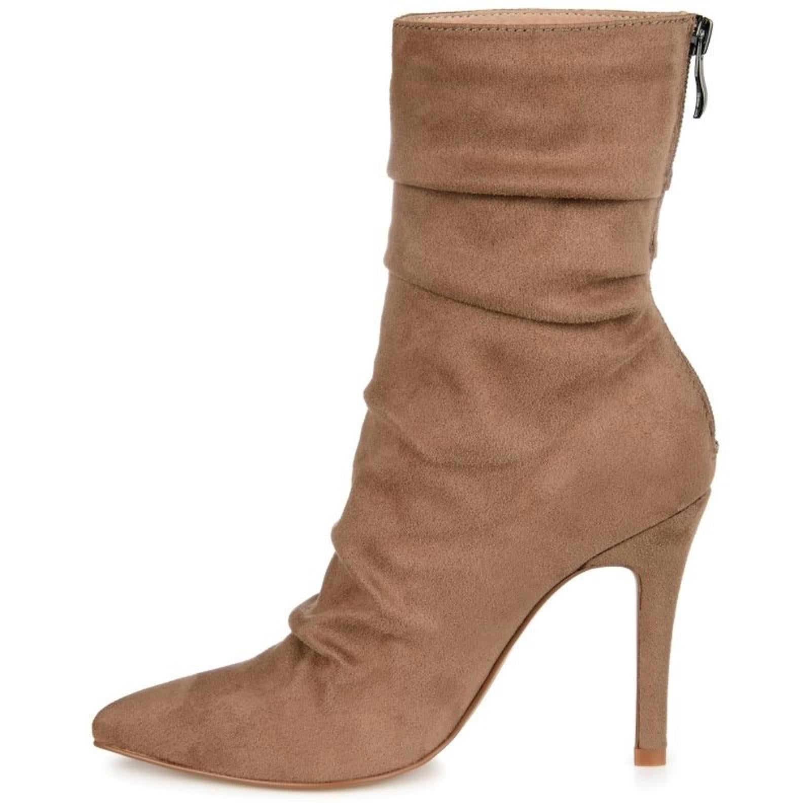 Journee Collection Markie Back Heel Zip Stiletto Booties in Tan, Size 9.5 NEW