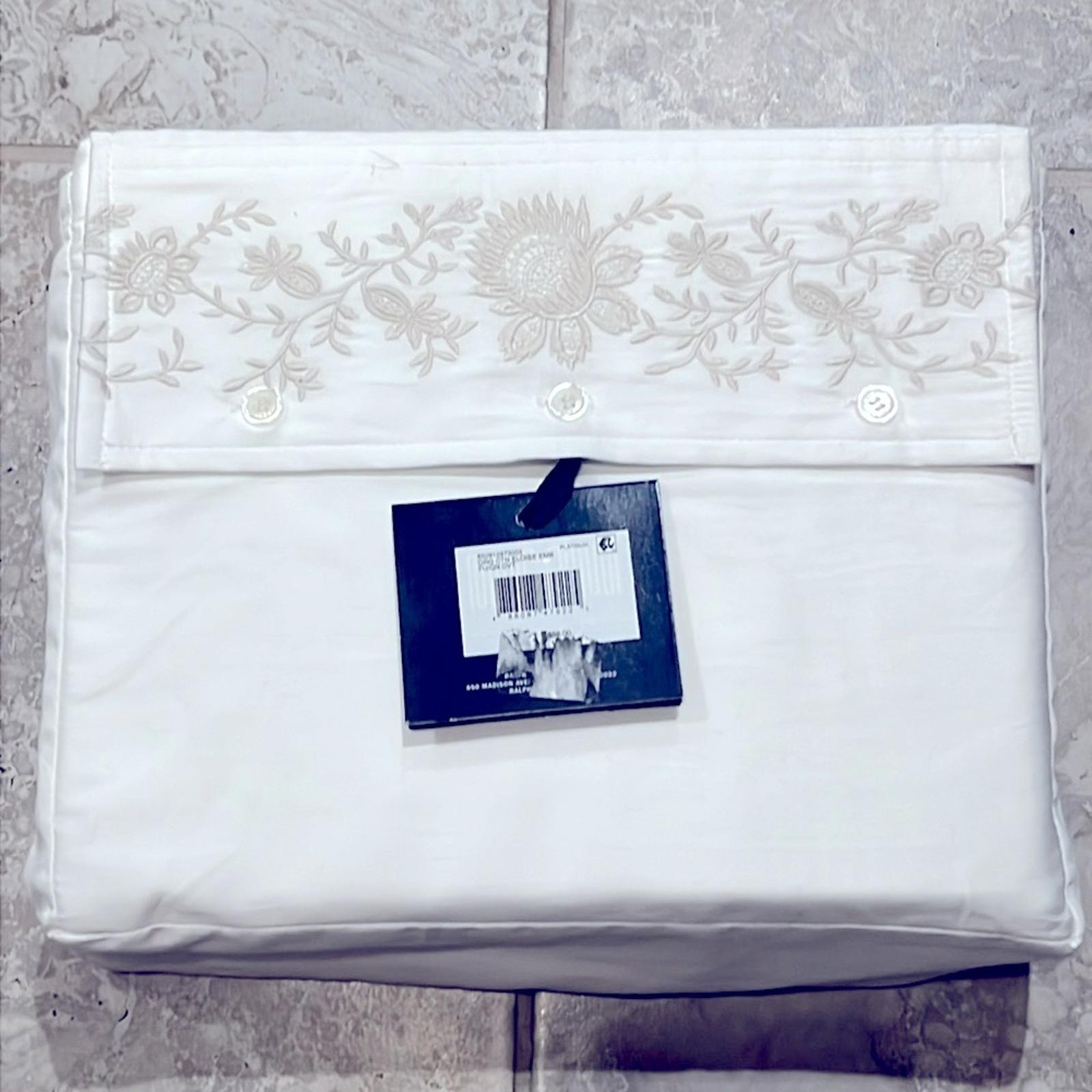 Ralph Lauren Eloise Embroidery Organic Cotton Duvet in Platinum Full/Queen $650