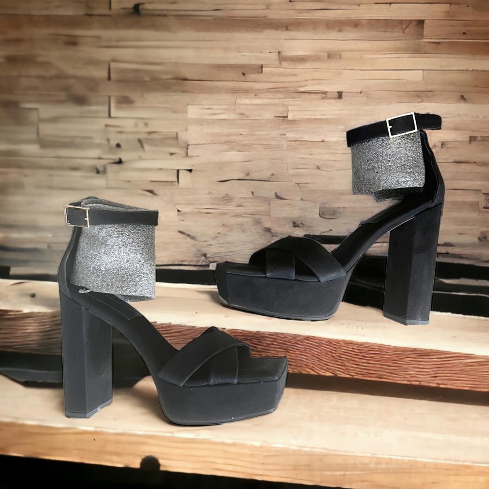 Good American Suede Platform Ankle Strap Sandals Size 11.5 NEW in Box w/Dust Bag
