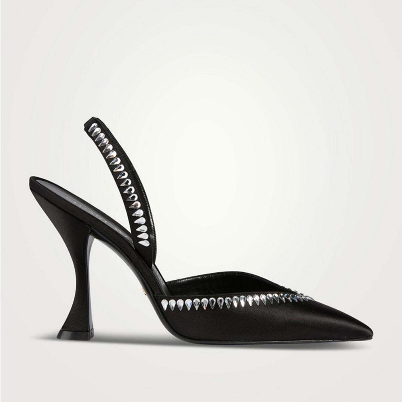 Stuart Weitzman Gemcut Xcurve Slingback Pumps in Black Suede, Size 6 NEW $650