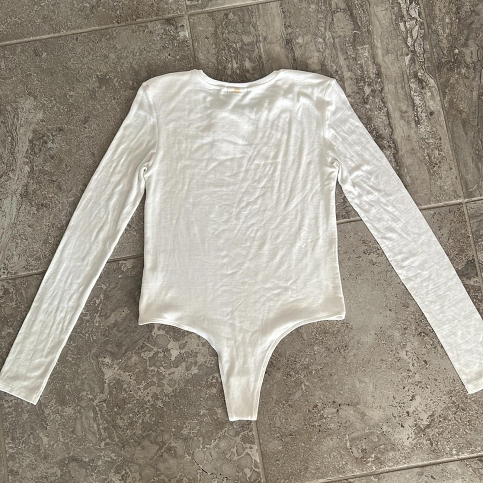ATM Anthony Thomas Melillo Long-Sleeve Bodysuit in White, Size L New w/Tag $195