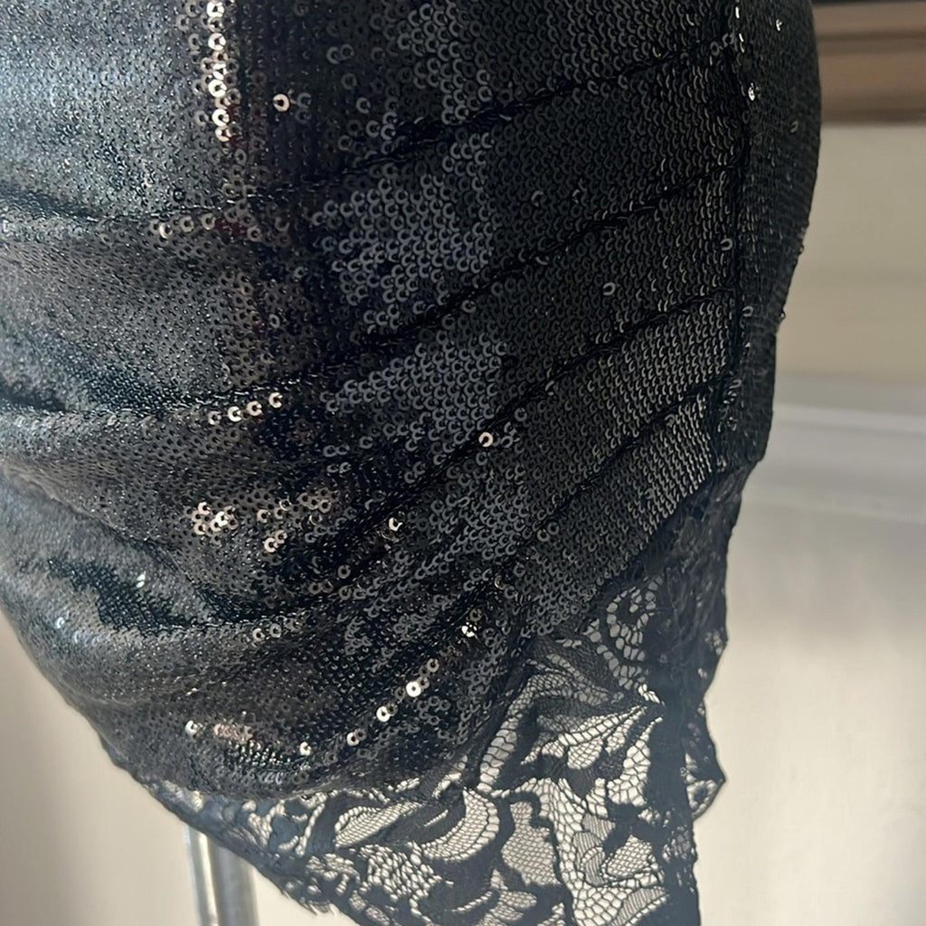 L'Agence "Alba" Sequin-Embellished Mini Dress w/Padded Shoulders Size 2 NWT $495