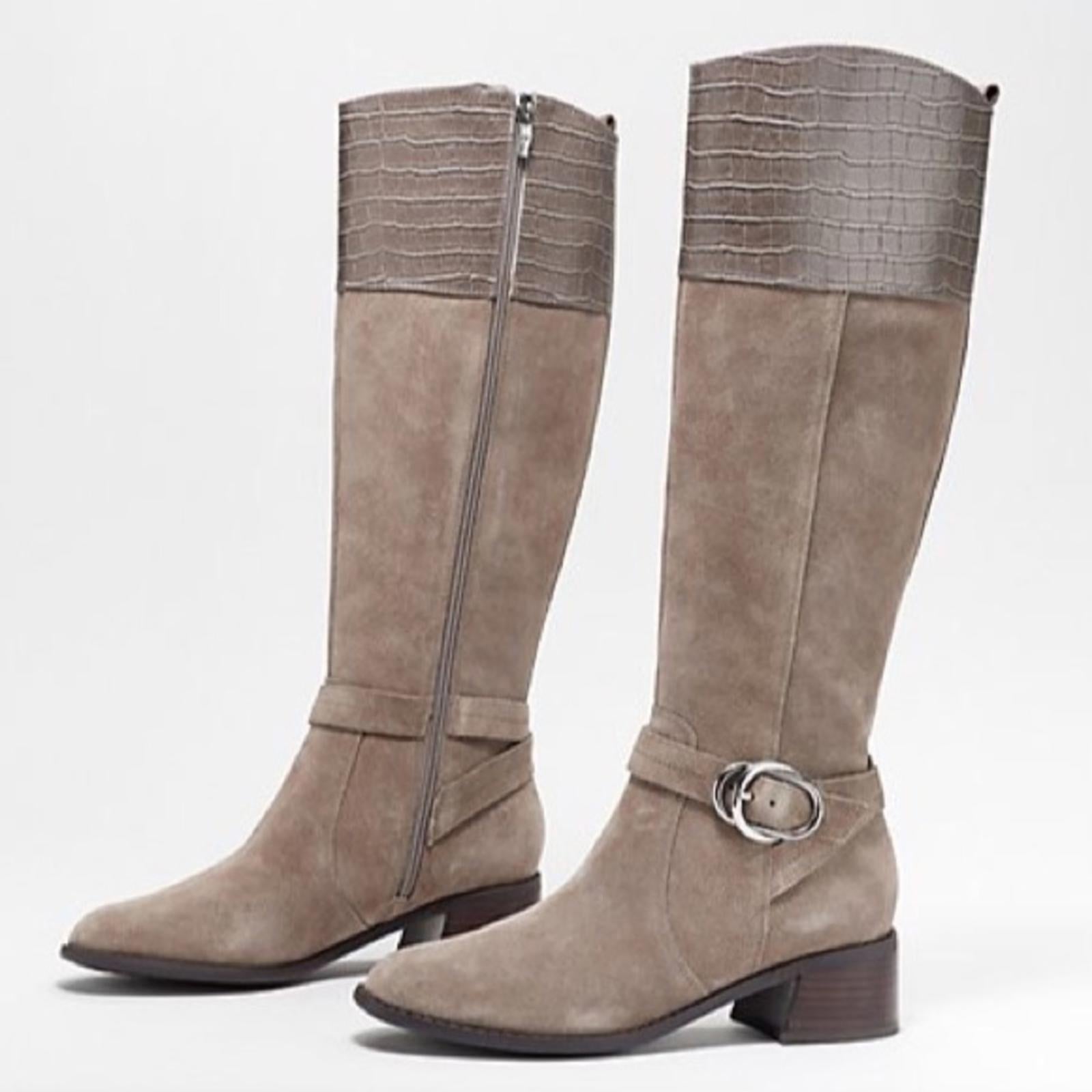 Marc Fisher Wide Calf Knee High Riding Boot in Taupe Suede, NEW, Size 11 Wide