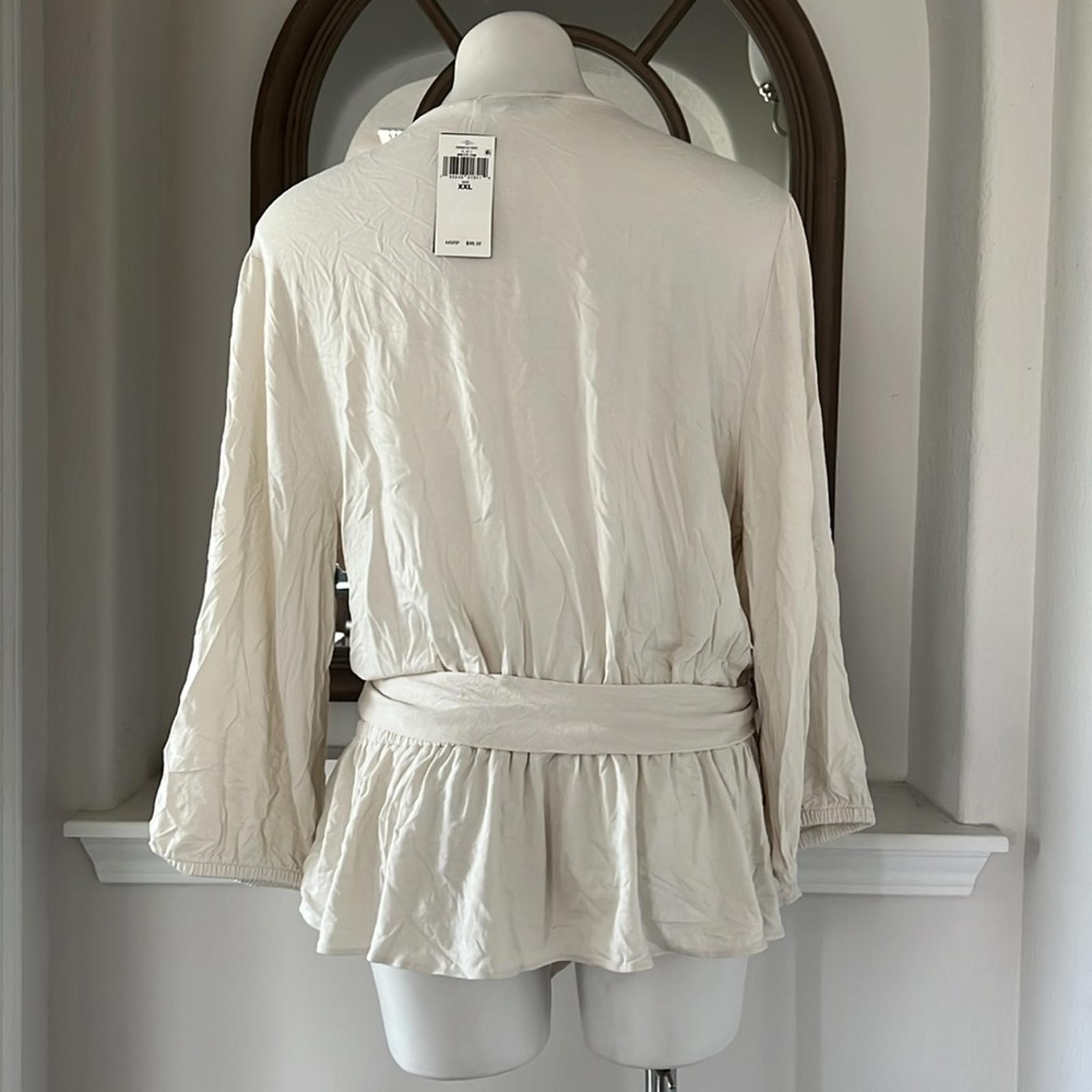 Lauren Ralph Lauren Jersey Peplum Blouse in WinterCream, Size XXL New w/Tag