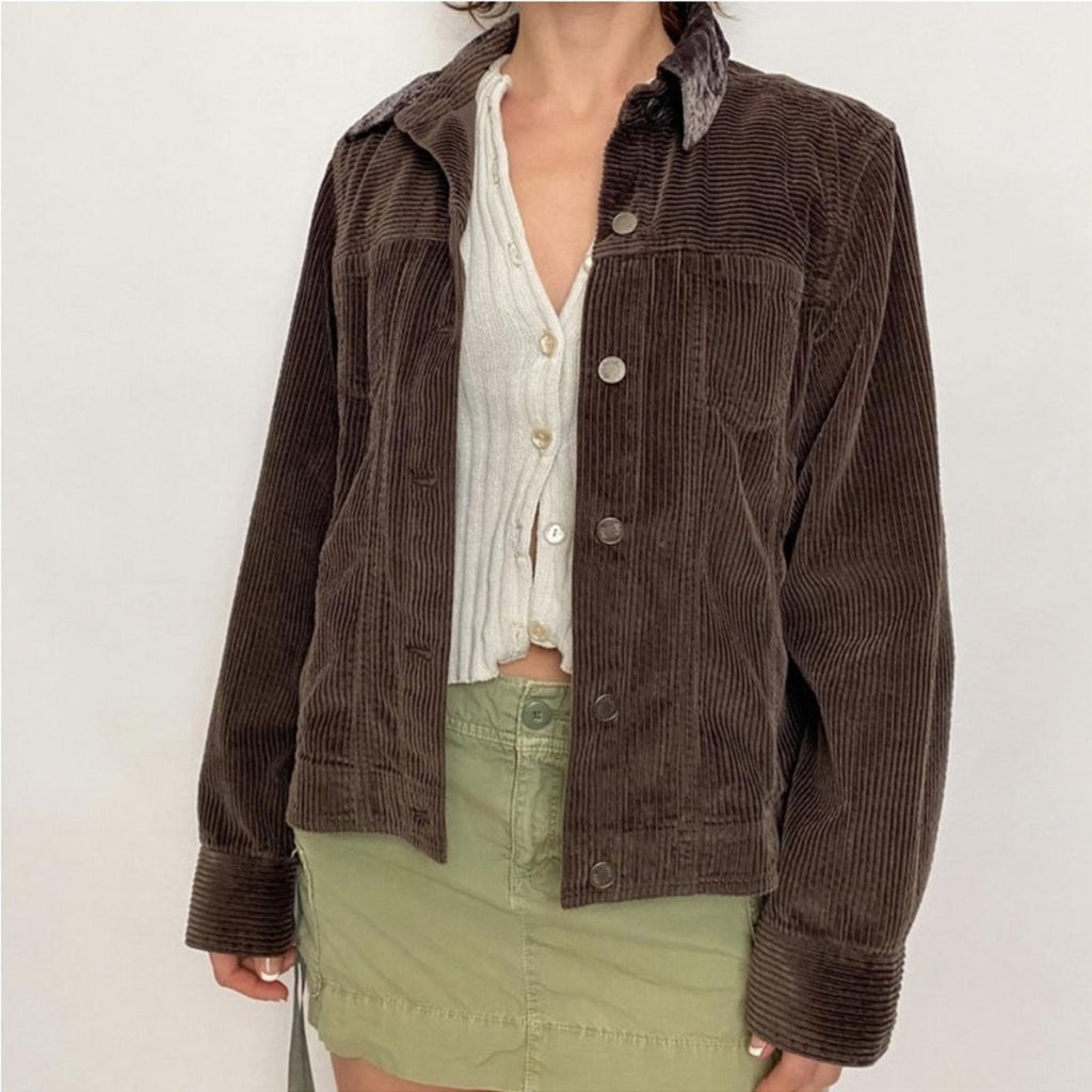 J.Jill Brown Velour Jacket, Cotton Size XS