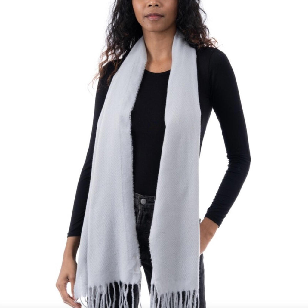 Style & Co Solid Fringe-Trim Scarf in Grey, New w/Tag