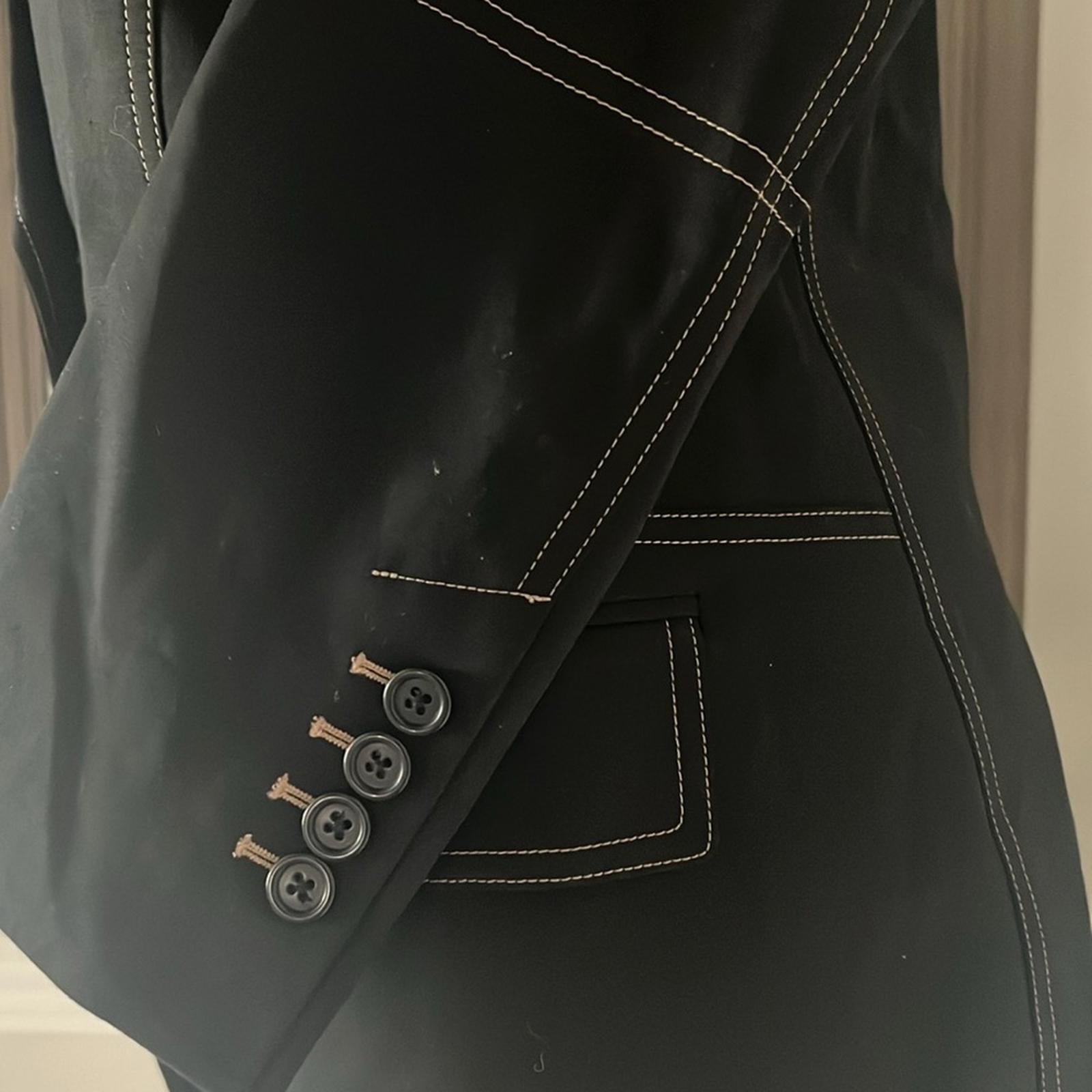 Helmut Lang Contrast Stitch Blazer, Black, Size US4 | UK8 New w/Tag Retail $495