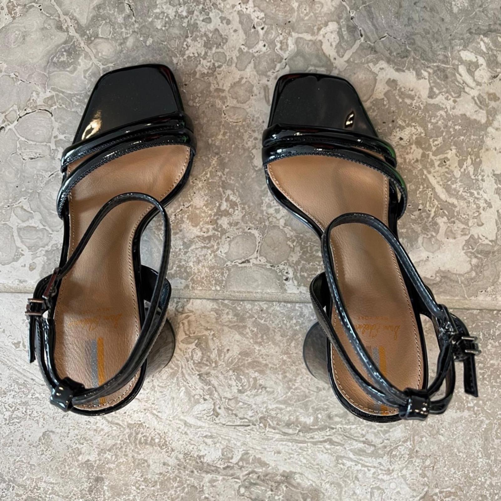 Sam Edelman Kia Block Heel Sandal Black Patent New in Box, Retail $140