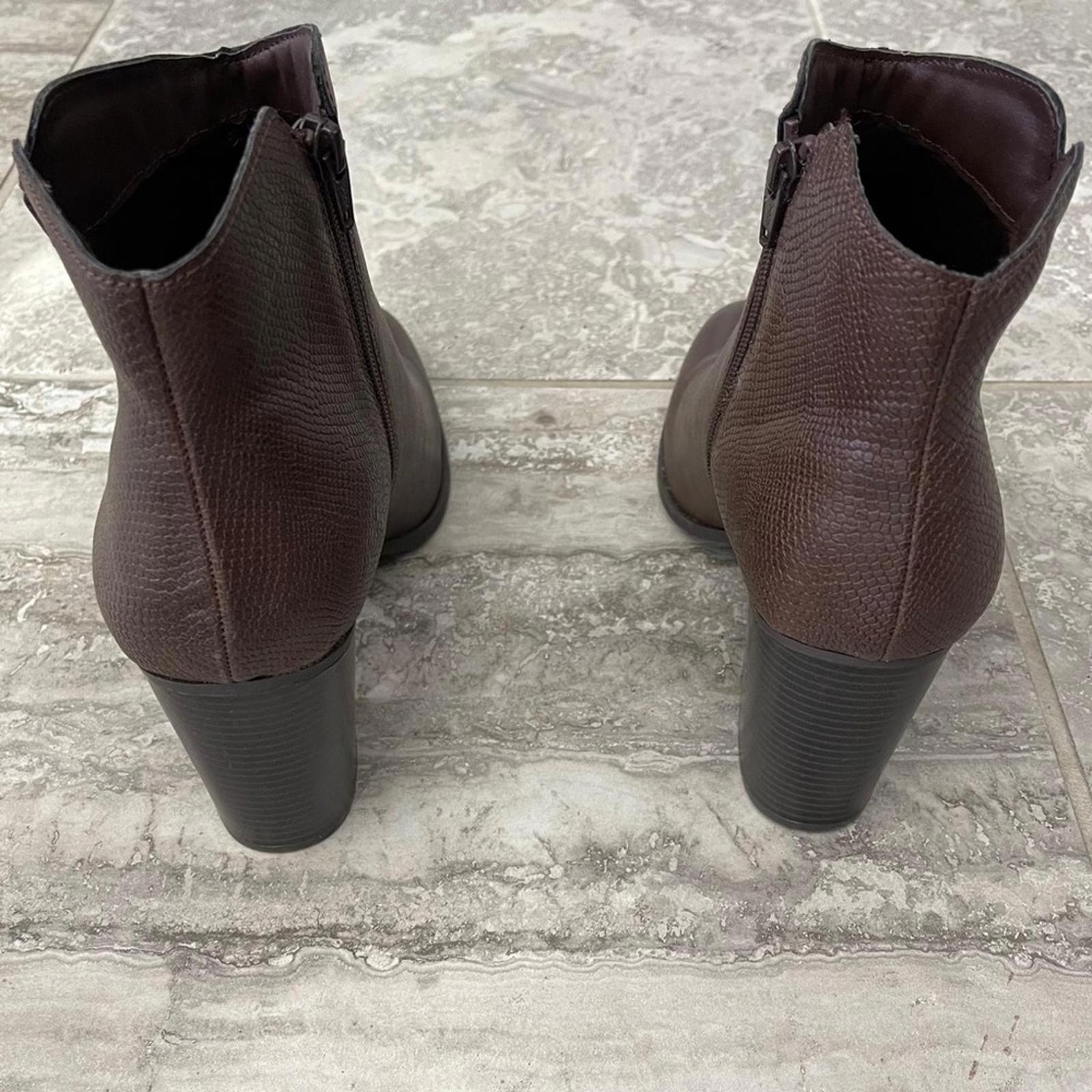 Sun+Stone Graceyy Cut-Outs Block Heel Booties in Brown, Size 12 NEW $79.50