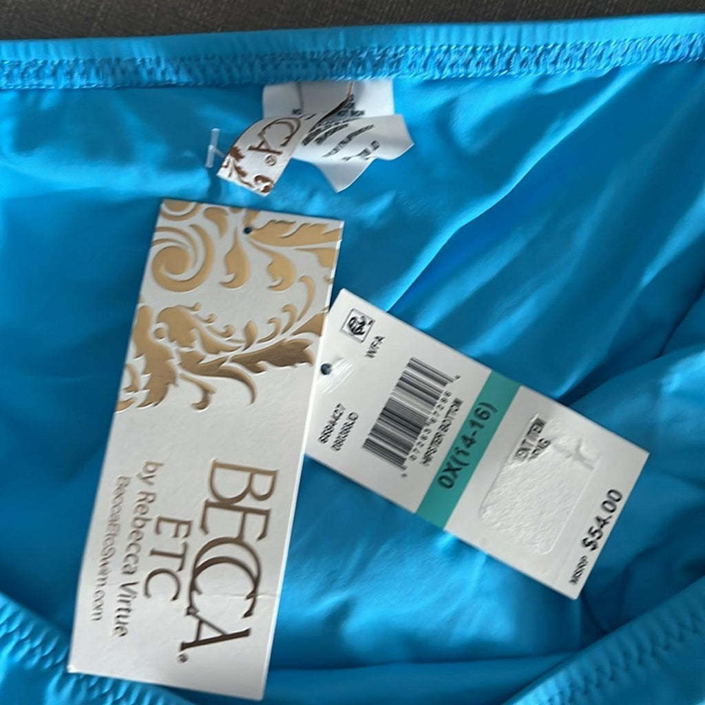 BECCA Etc Ruched Hipster Swimsuit Bottom in Blue, NWT, Size 0X (14-16)