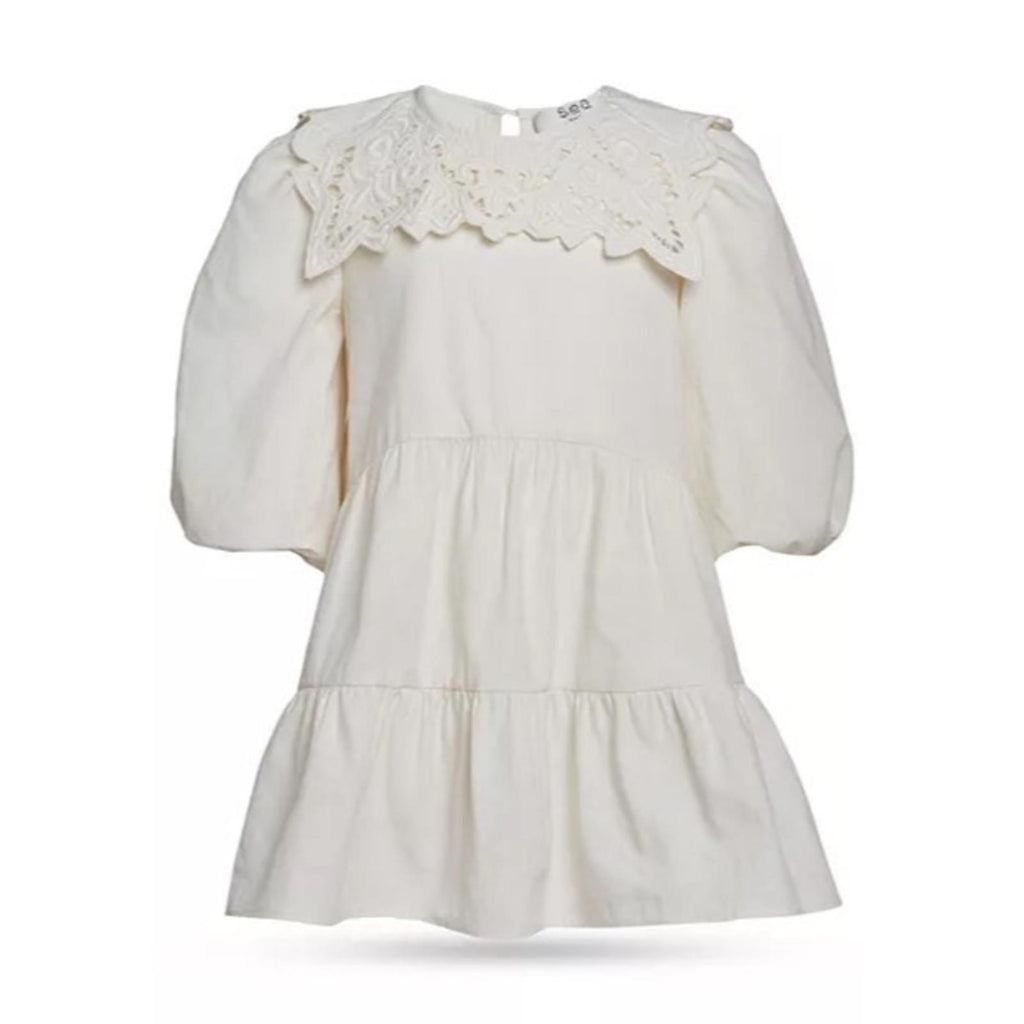 SEA Anita Puff Sleeve Dress Linen-blend in Cream, Size 6Y New w/Tag Retail $165