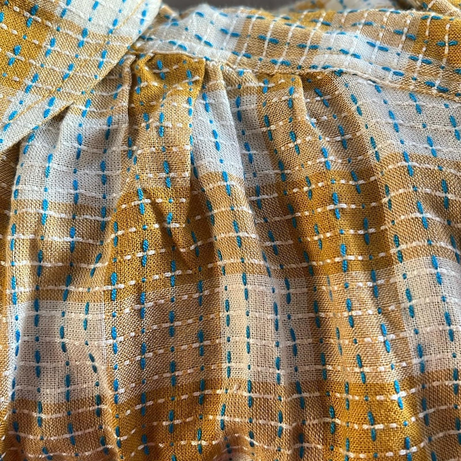 NEW Anthropologie’s Pilcro Yellow Motif Mustard Plaid Stitched Shirt Size XXS