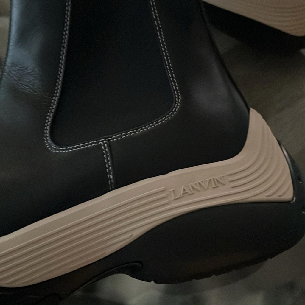 LANVIN Flash-X Bold Pull On Chelsea Boots, Black Size 44 New in Box + DustBag