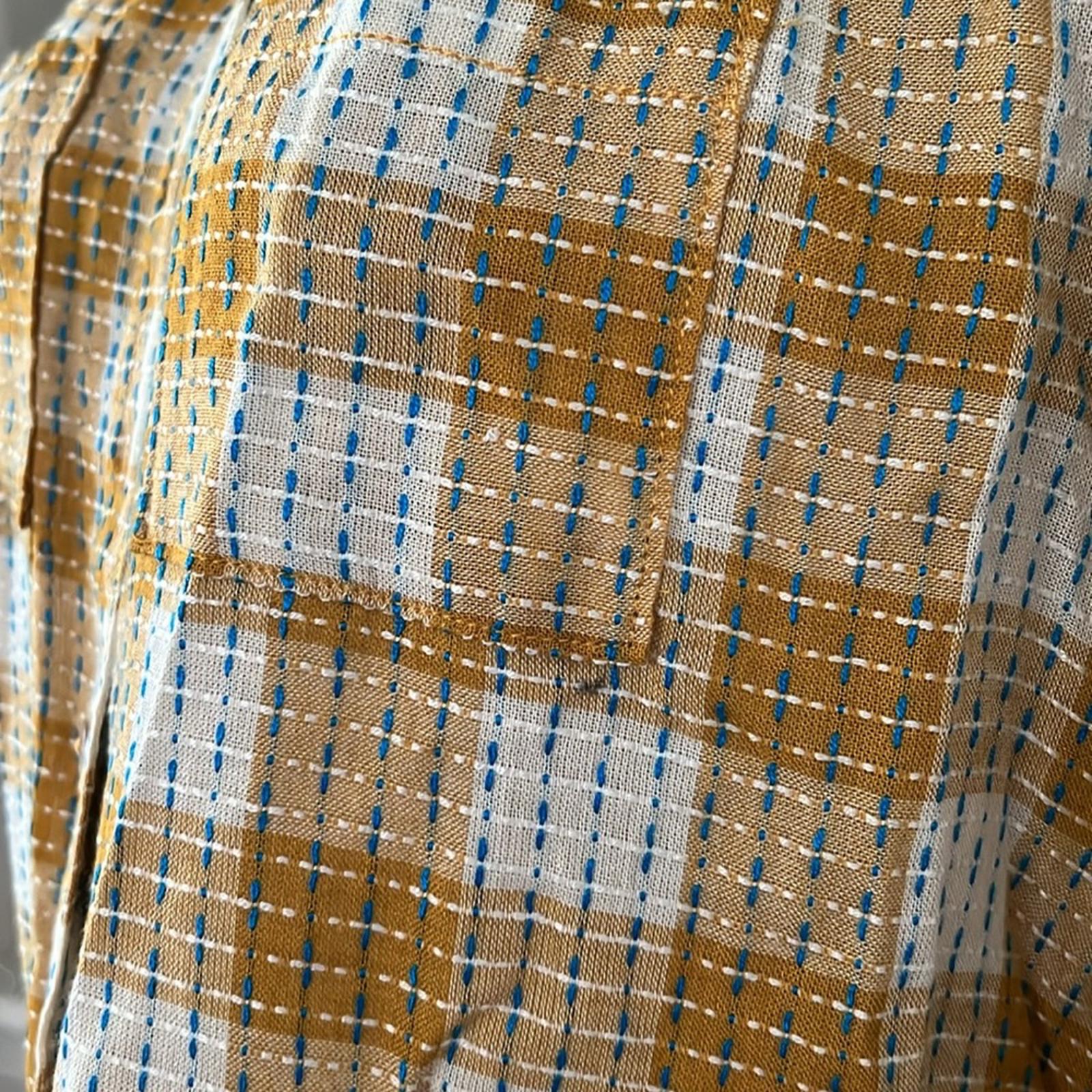NEW Anthropologie’s Pilcro Yellow Motif Mustard Plaid Stitched Shirt Size XXS