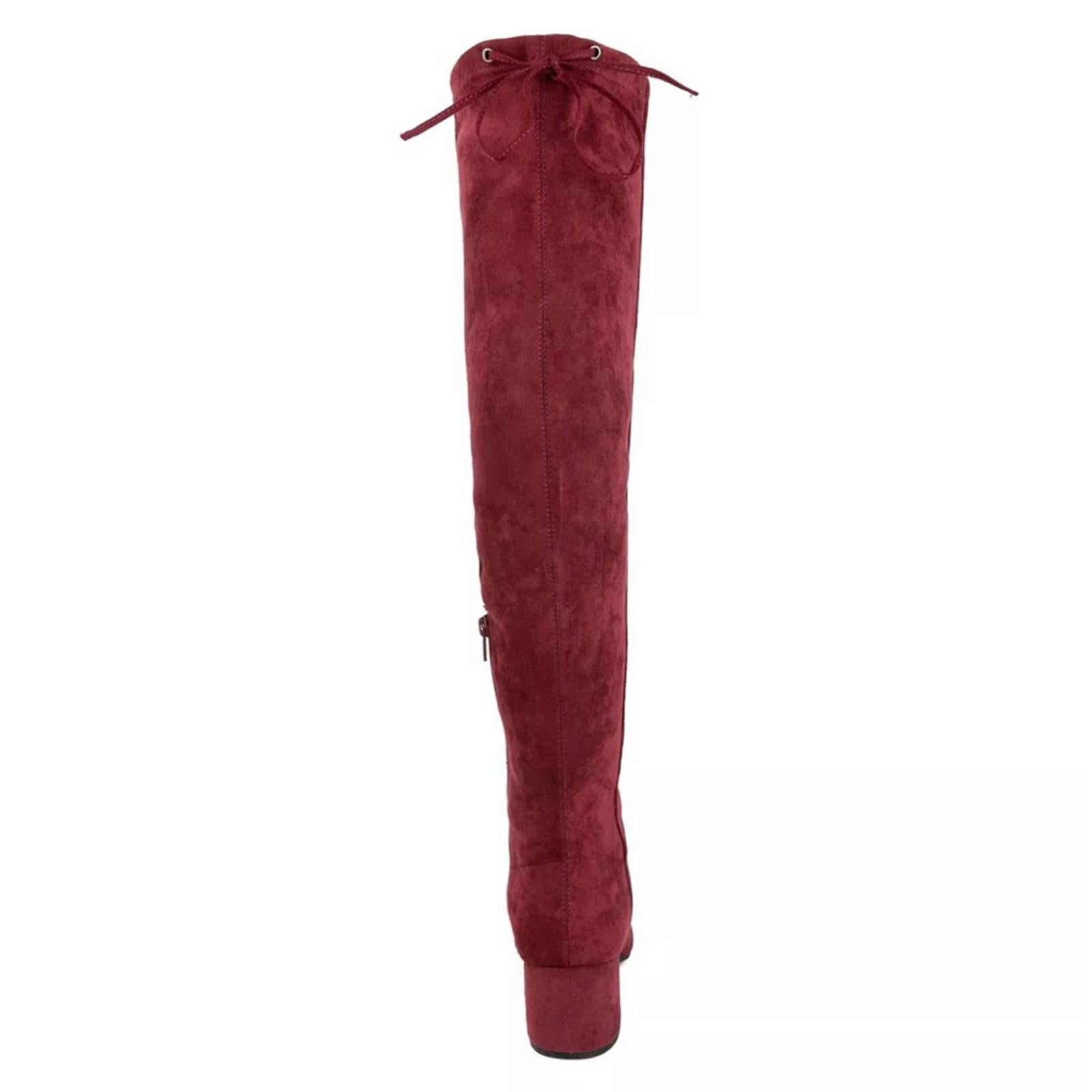 Sugar Ollie Over The Knee High Calf Boots in Burgundy, Size 7.5 New in Box
