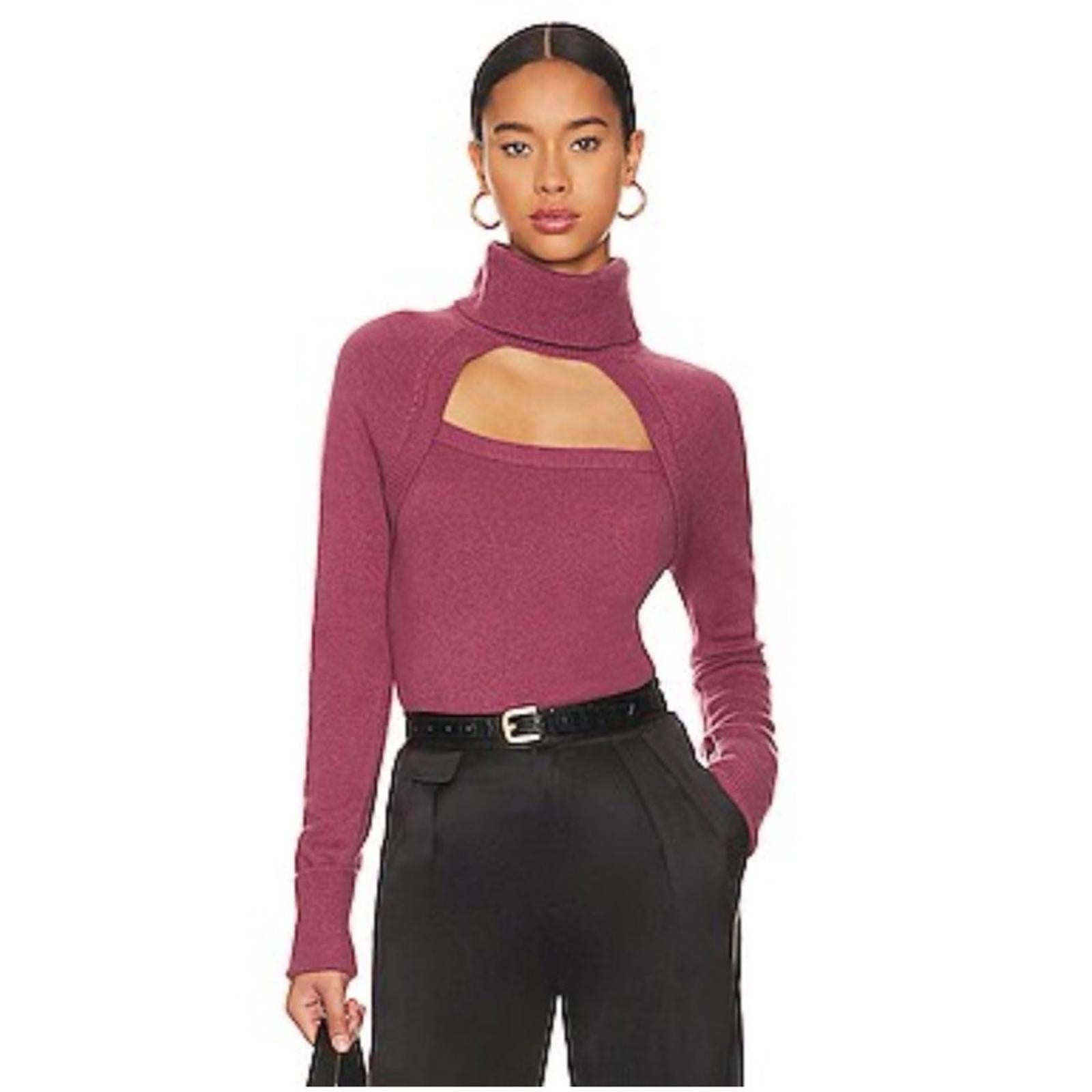Paige x Revolve Cherise Cut-Out Rollneck Sweater Raspberry Size S NEW w/Tag $249