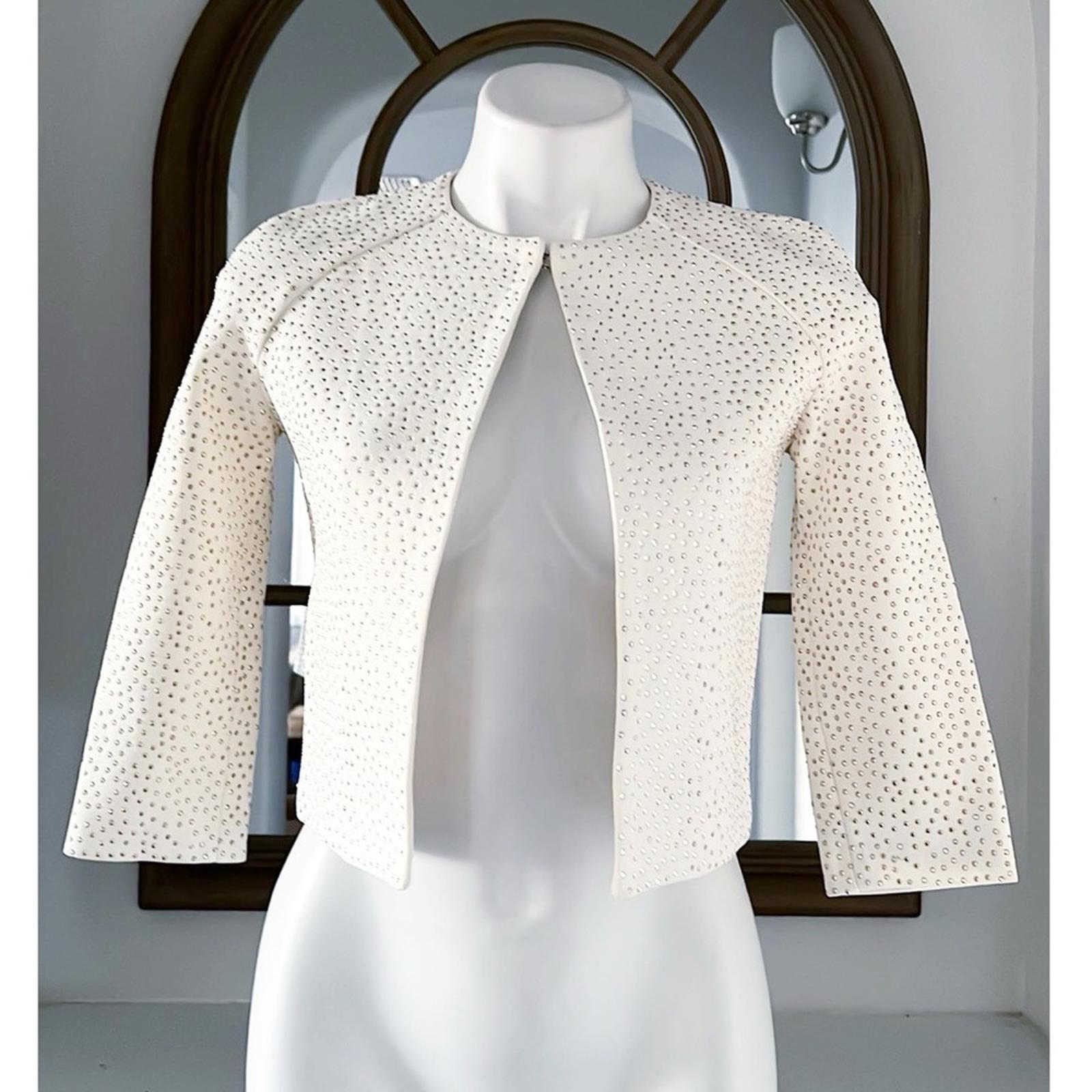 St. John Embellished Knit Jacket in Ecru, Size 0 NEW w/Tag $1,695