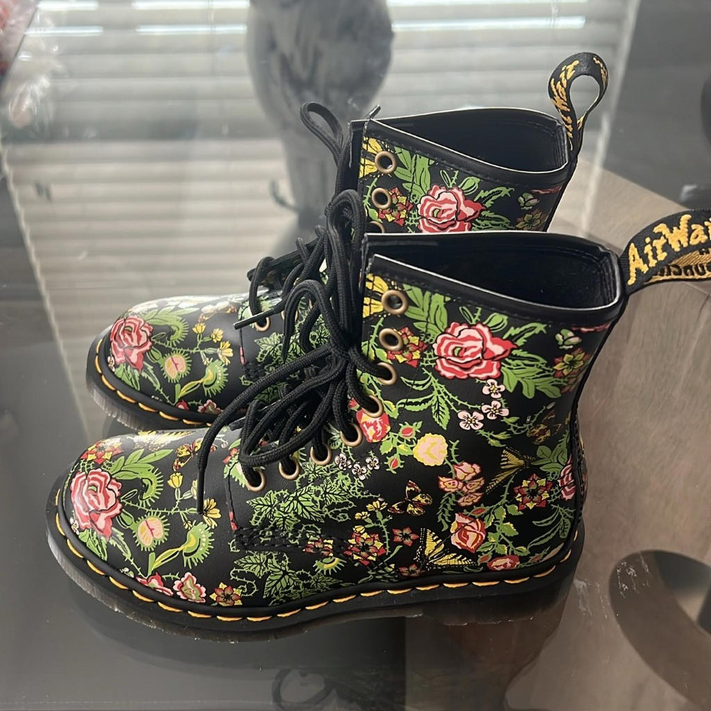 Dr Martens 1460 Floral Bloom Leather Lace-Up Boots, NEW, Size US 5 | EU 36