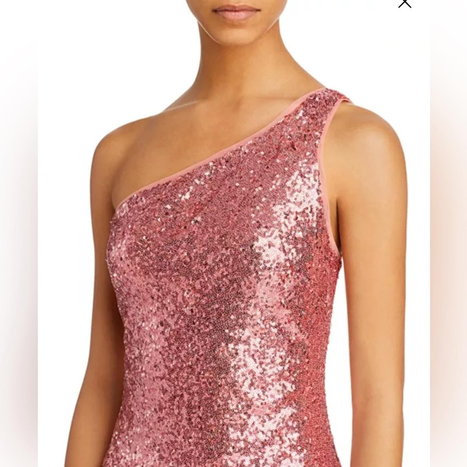 Bloomingdale’s Aqua Asymmetrical Sequined Dress, One Shoulder in Pink Size S NWT