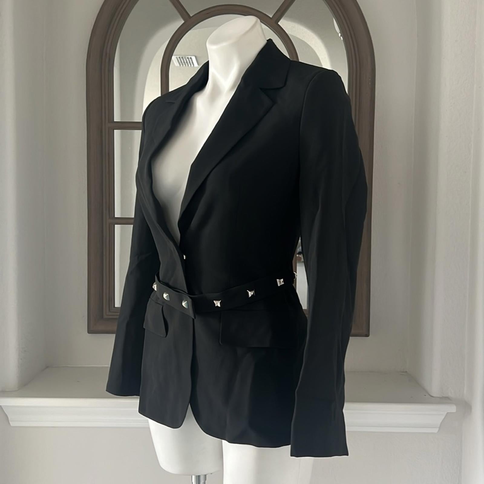 BOSS Jiriva Belted Jacket in Black, Size EU32 | US0 New w/Tag $645 SOLD OUT!
