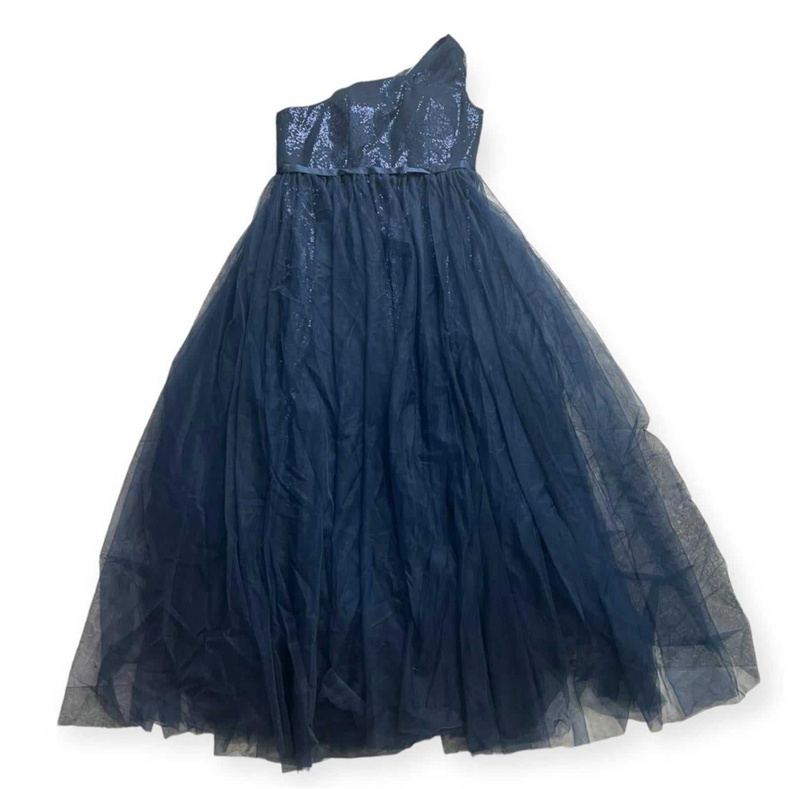 NEW One Shoulder Glitter Mesh Maxi Dress in Navy, Size XL New w/o Tag