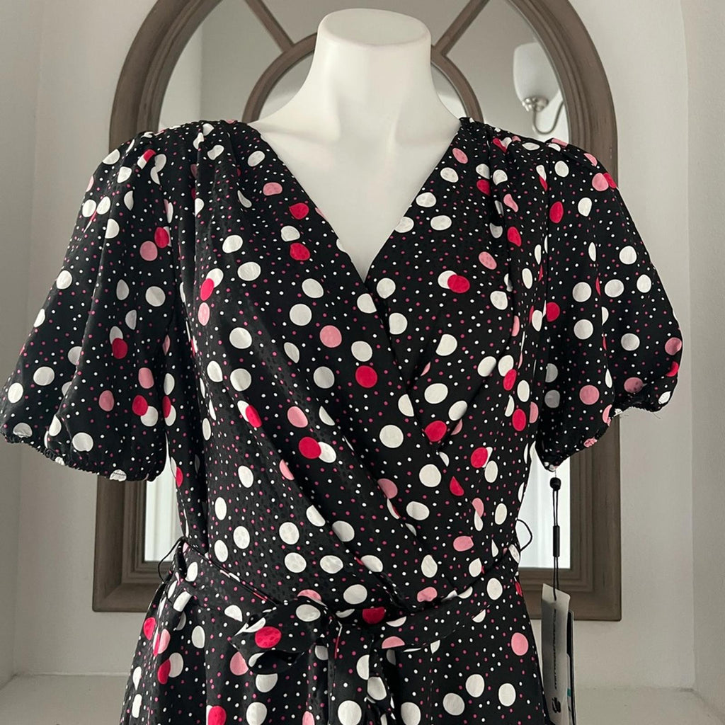 Karl Lagerfeld Paris Jacquard Wrap Midi Dress w/Asymmetric Hem Size 16 New w/Tag