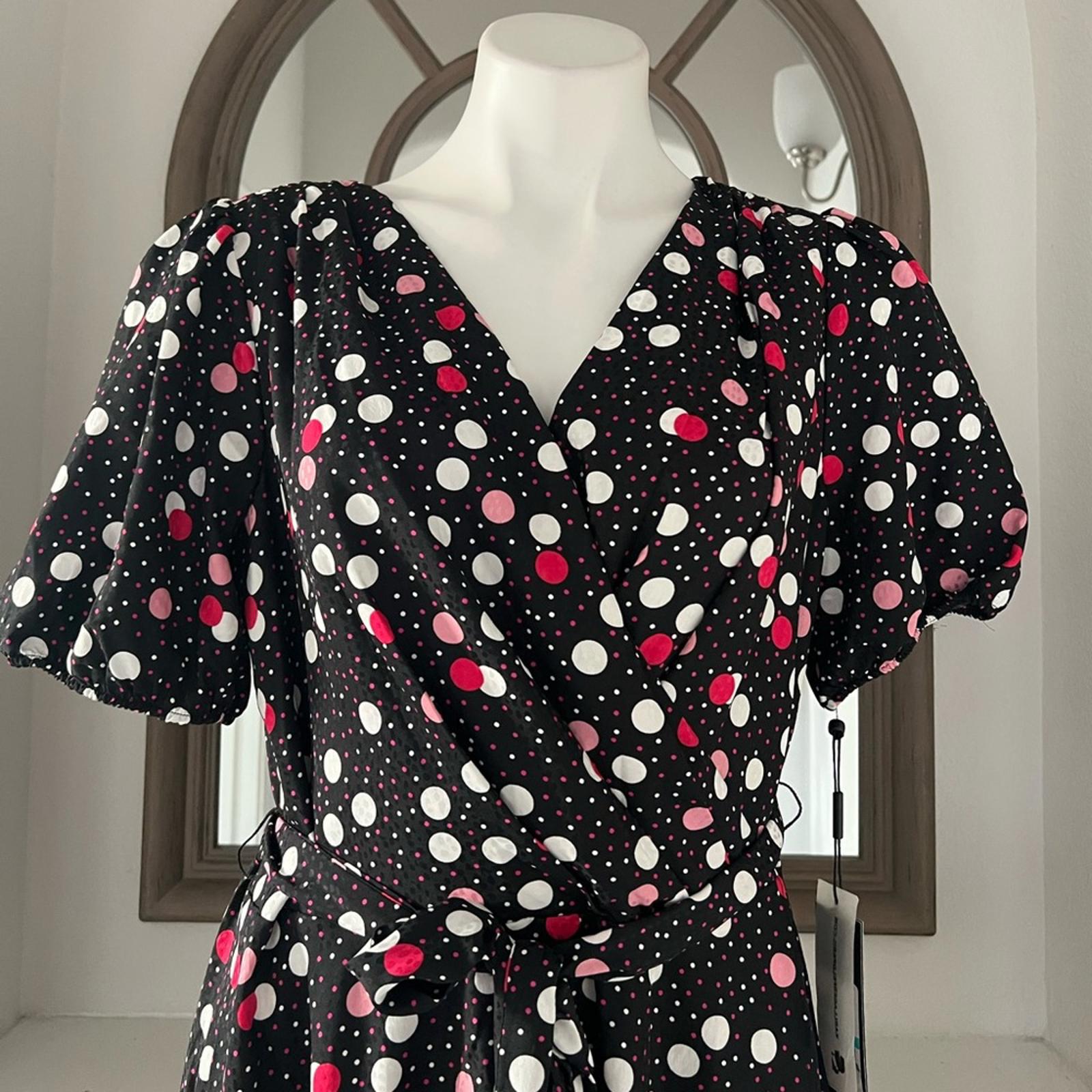 Karl Lagerfeld Paris Jacquard Wrap Midi Dress w/Asymmetric Hem Size 16 New w/Tag