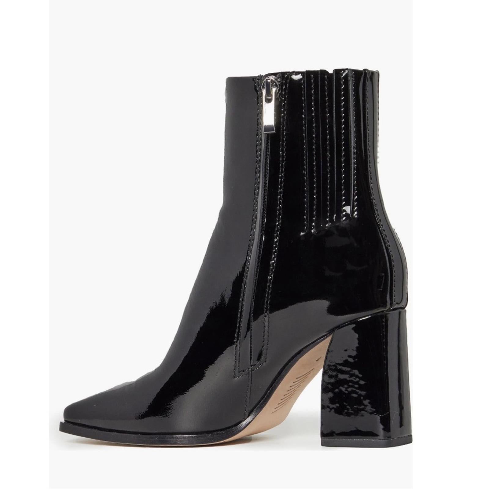 PAIGE Farah Square Toe Bootie in Black Patent Leather Size 7 New in Box $420