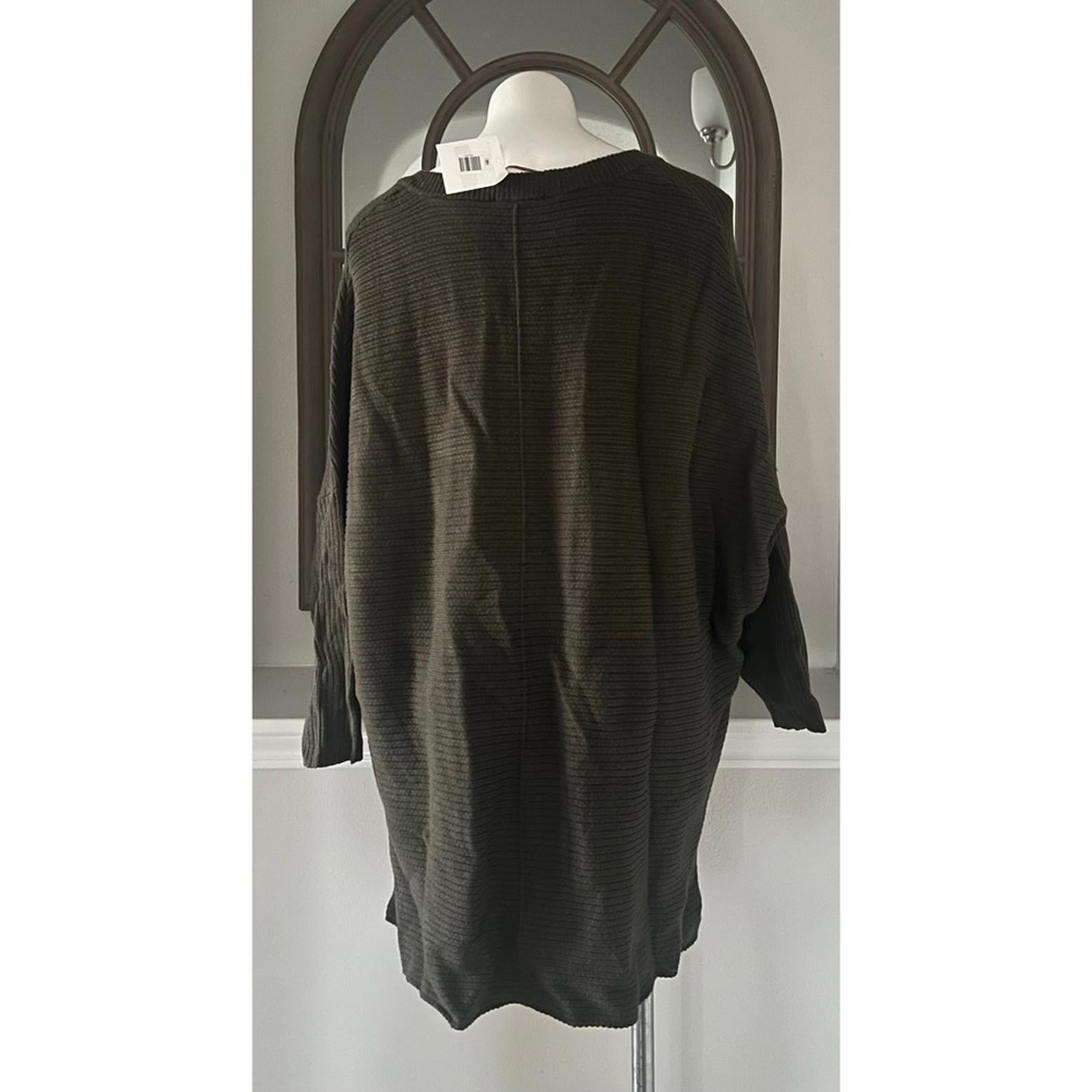 Adrianna Papell Ottoman Ribbed Tunic Sweater in Heather Olive Size 1X New w/Tag