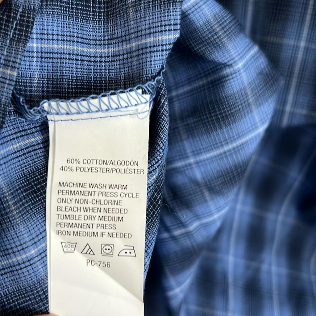 NEW Van Heusen No Iron Button Down Short Sleeve Shirt, Blue/Navy XXL New w/o Tag