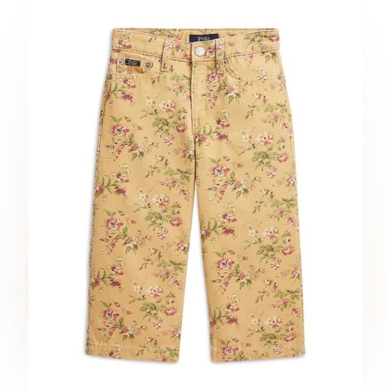 Ralph Lauren Floral Canvas Cropped Wide Leg Pants, Alvarado Wash, Size 6X NWT