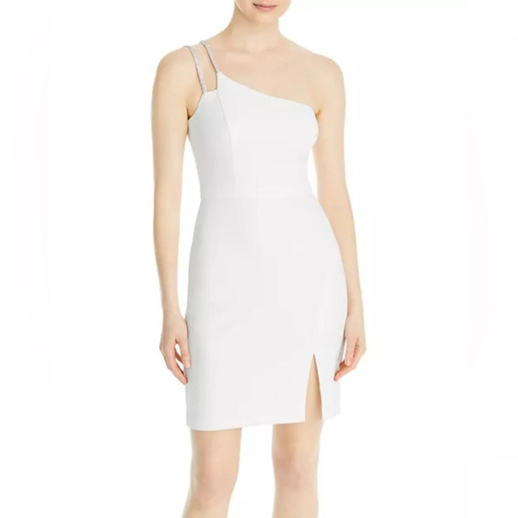 Bloomingdale’s Aqua Asymmetrical Scuba Double Strap Sheath Dress Size 8 NWT $228