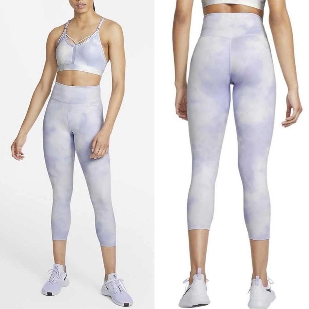 Nike One Icon Clash Mid-Rise Crop Leggings, Size XS (Thistle/White) NWT