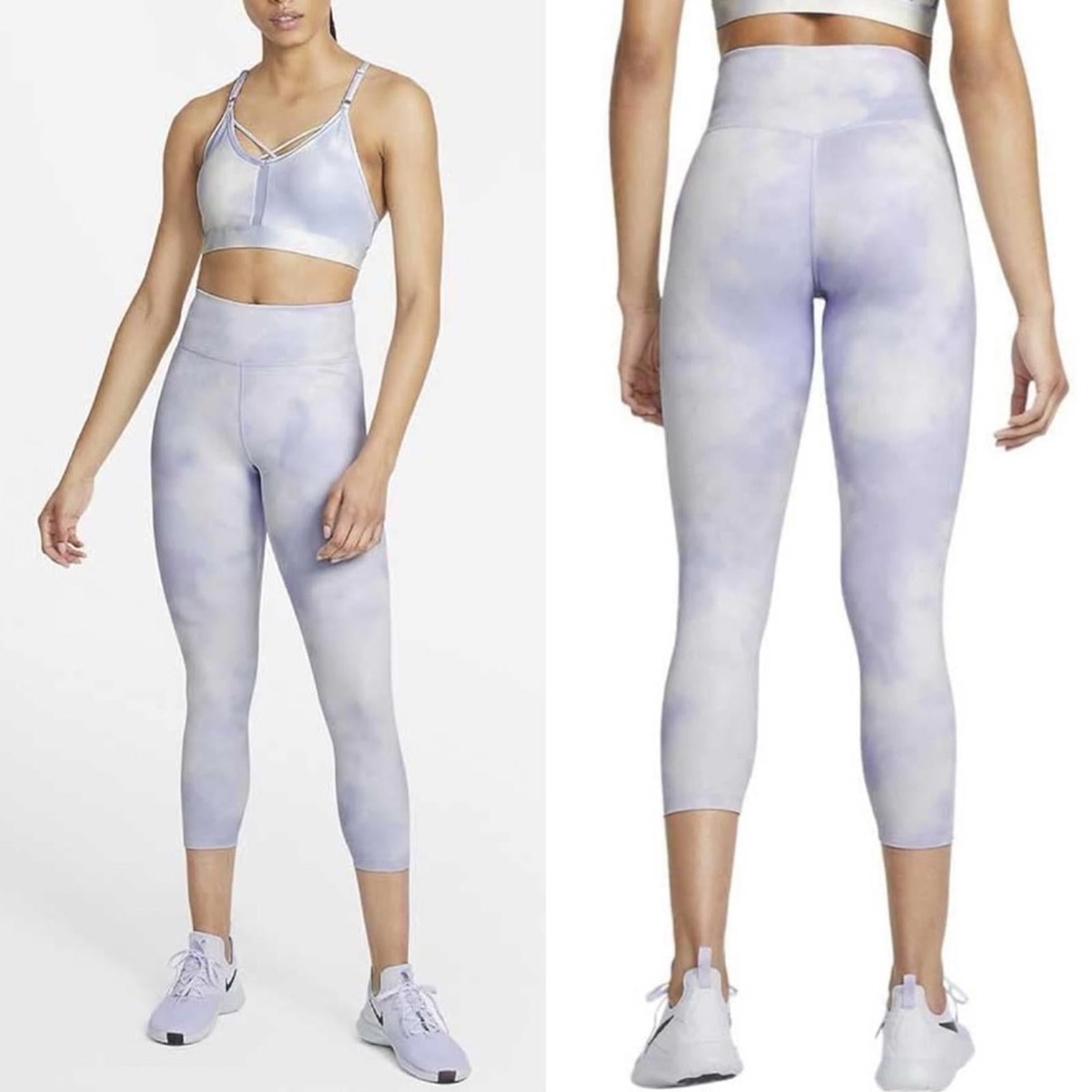 Nike One Icon Clash Mid-Rise Crop Leggings, Size XS (Thistle/White) NWT
