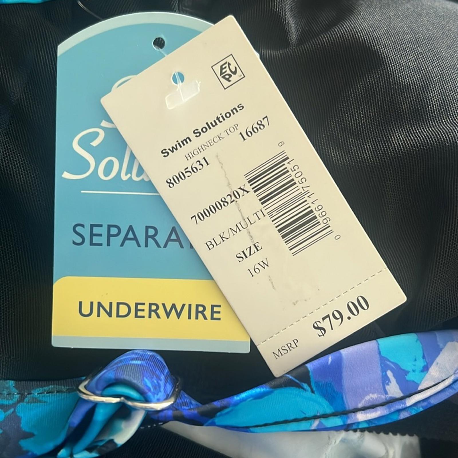Swim Solutions Women’s Plus Floral Underwire Tankini Swim Top, NWT, Size 16W